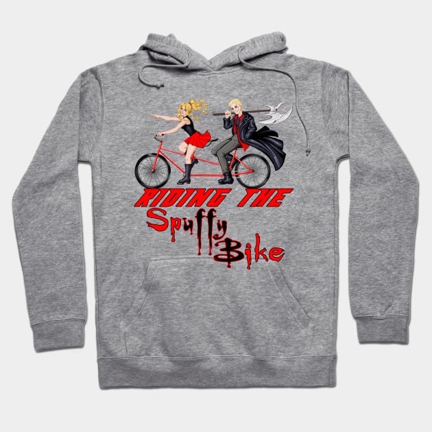 Riding the Spuffy Bike (black/no outline) Hoodie by bengman